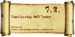 Tepliczky Nándor névjegykártya